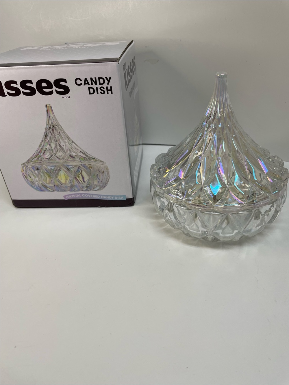 Candy Dish Kiss Iridescent Crystal Covered Candy Dish - Clear